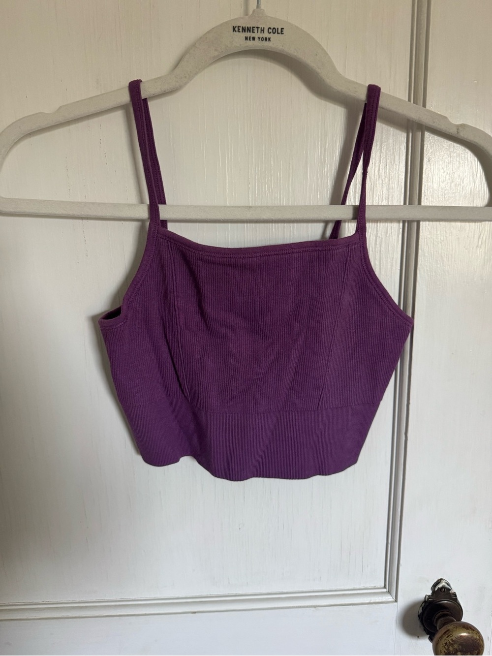 Fabletics Purple Ribbed Cropped Tank
